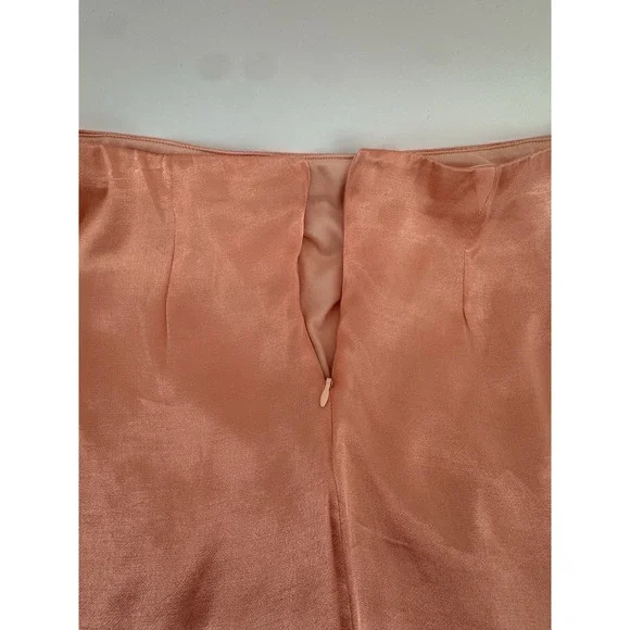 Kirious Los Angeles Peach Satin Mini Skirt S Slip Style Silky Skirt Sexy Flirty - Picture 7 of 11